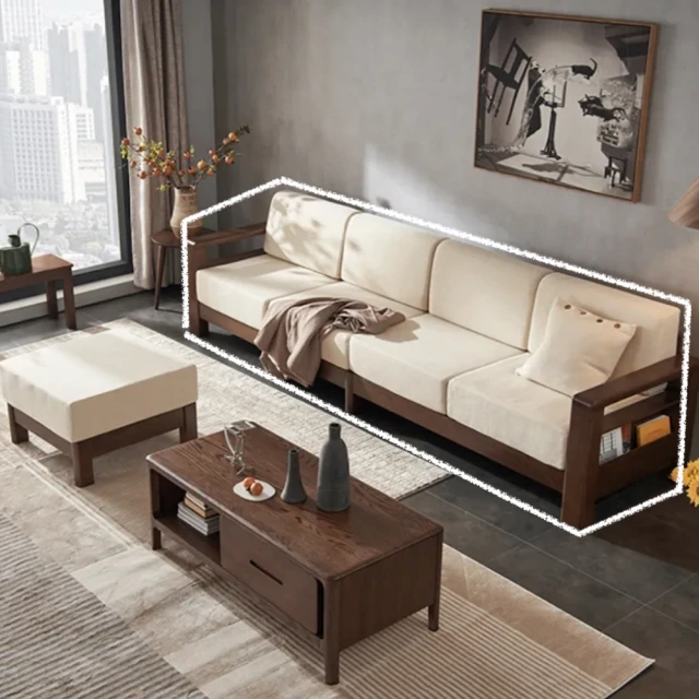 hoi! 好好生活 源氏木語柏林橡木原木色可拆洗三人布沙發 