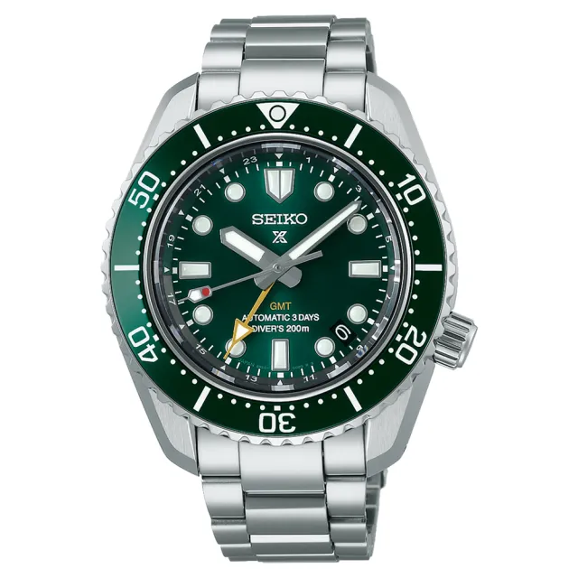 【SEIKO 精工】Prospex 廣告款GMT綠水鬼陶瓷圈三日鍊潛水機械錶-綠x銀/42mm 送禮限定(SPB381J1/6R54-00D0G)
