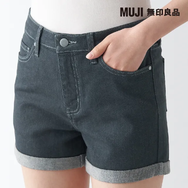 【MUJI 無印良品】女有機棉混超彈力丹寧短褲(共3色)