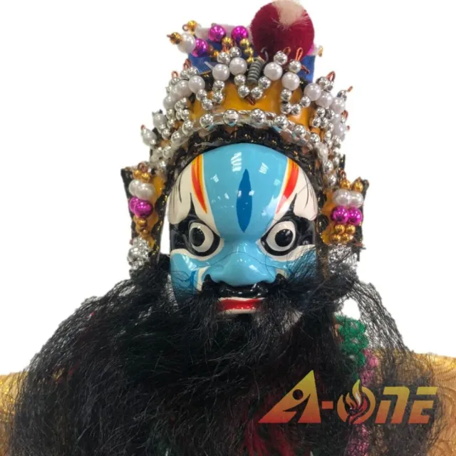 【A-ONE 匯旺】三國武將 藍花臉 布袋戲 送台灣國旗背膠徽章 戲偶架 武生 布偶 人偶 戲偶(布袋戲)