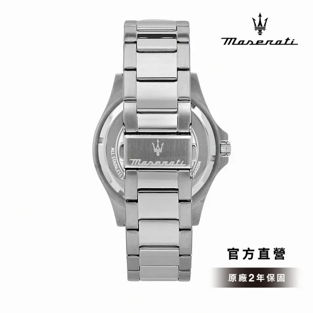 【MASERATI 瑪莎拉蒂】Sfida 無畏迎戰系列GMT手錶 尊爵黑 銀色不鏽鋼鍊帶 44MM R8853140005