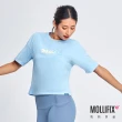 【Mollifix 瑪莉菲絲】活力LOGO圓領短袖T恤、瑜珈上衣、瑜珈服(冰藍)