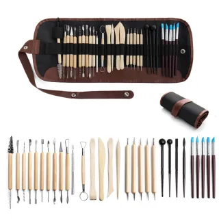 【百獅】軟陶工具30件套 陶藝雕刻刀(矽膠壓痕筆 點鑽筆 黏土工具 軟陶工具 翻糖工具)