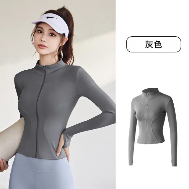 【米蘭精品】現貨+預購 瑜珈外套運動服運動外套運動上衣防曬外套休閒女裝(高彈健身瑜伽女夾克10色74en2)