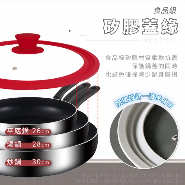 【DREAMCATCHER】三環矽膠通用玻璃鍋蓋 適用20-22-24cm鍋具(鍋蓋/多用鍋蓋/玻璃鍋蓋)