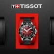 【TISSOT 天梭 官方授權】SEASTAR1000海星系列 300m 內斂紅 潛水計時腕錶 母親節 禮物(T1204171742100)