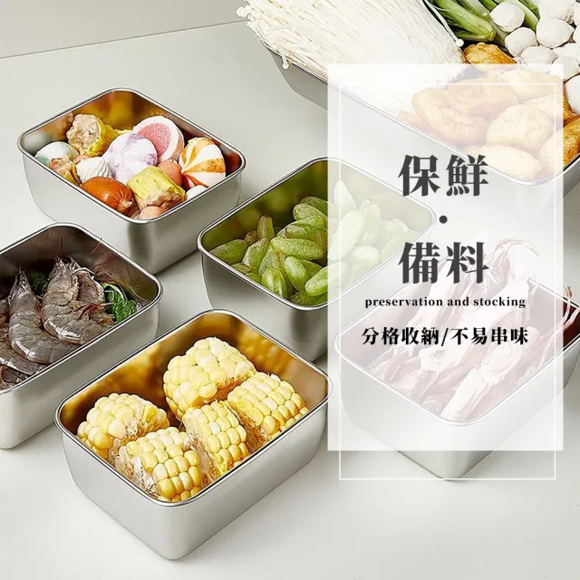 日式304不鏽鋼密封保鮮盒600ml-2入(帶蓋 備菜 冰箱冷藏 食物分裝盒 便當盒 飯盒 保溫盒 野餐)