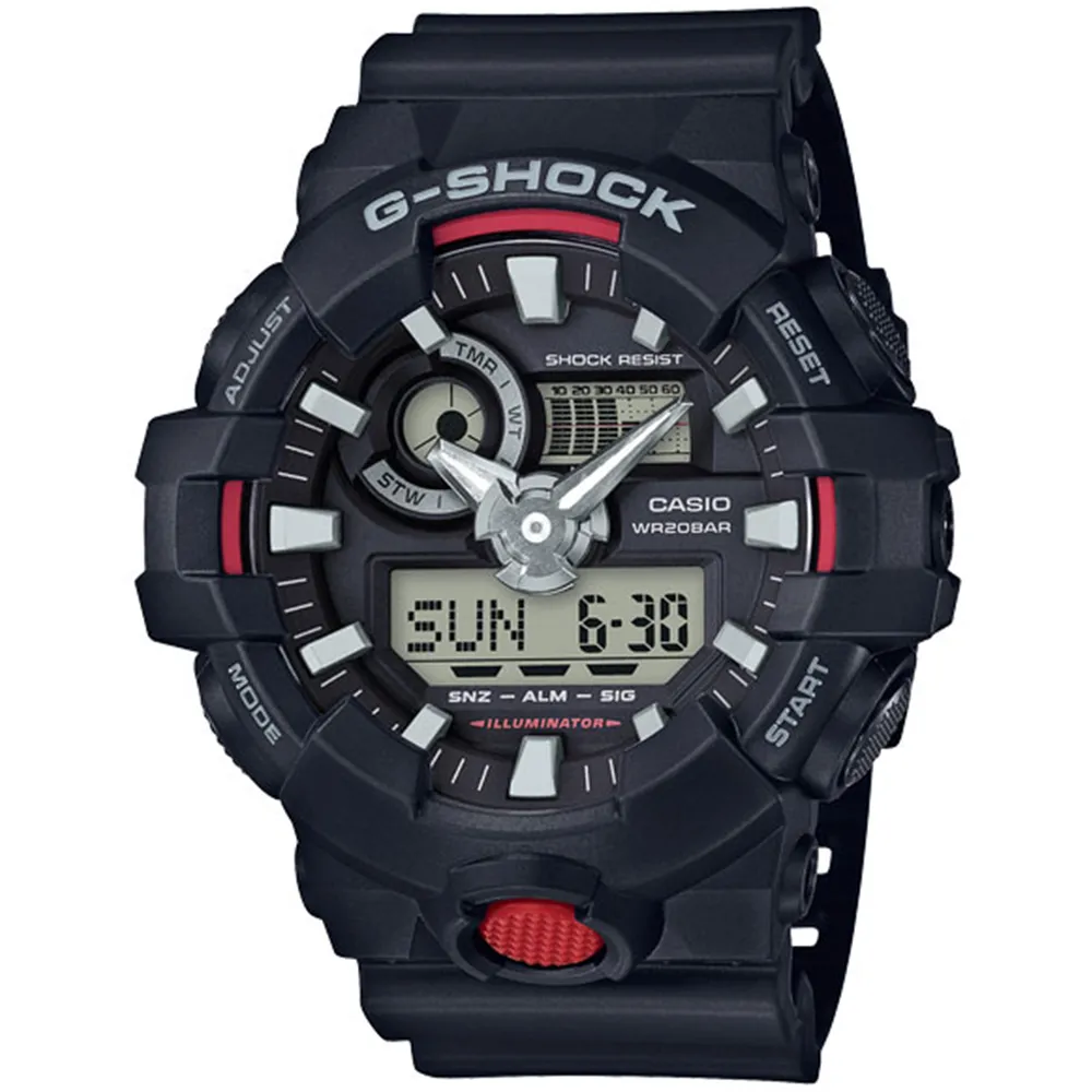 【CASIO 卡西歐】G-SHOCK  街頭潮流雙顯手錶 畢業 禮物(GA-700-1A)