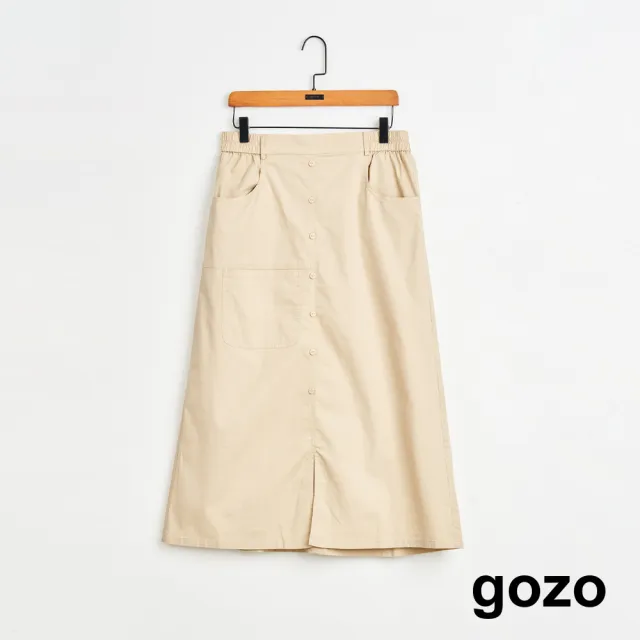 【gozo】MOMO獨家款★限量開賣 排釦造型鬆緊裙(兩色)