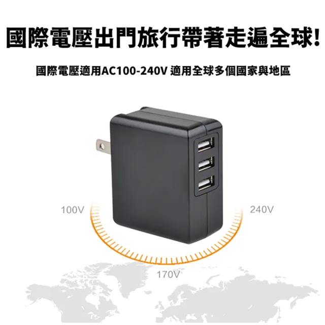 【TOPCOM】三合一快充傳輸線+ 4.8A 3USB 充電器(MFi認證)