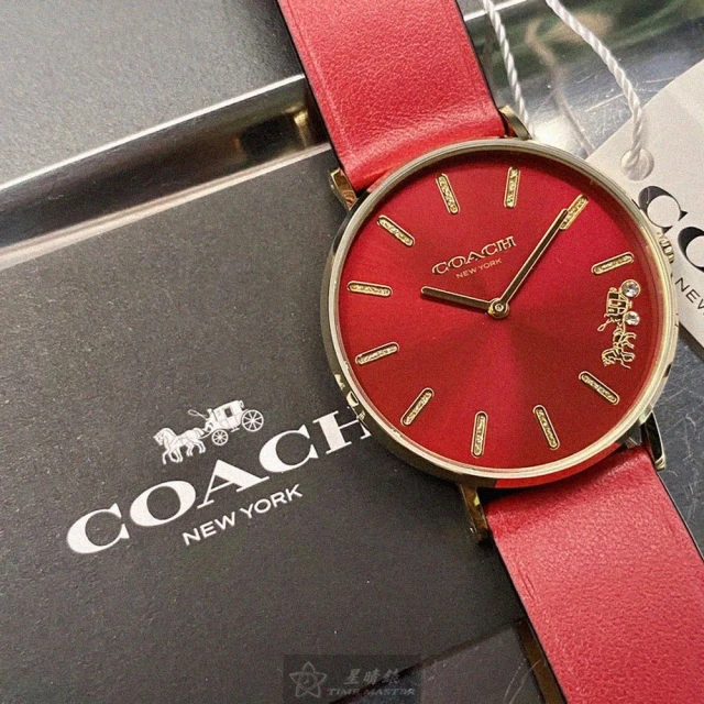 COACH COACH手錶型號CH00116(大紅色錶面玫瑰金錶殼大紅真皮皮革錶帶款)