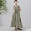 【MO-BO】陽光下亞麻排釦洋裝