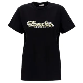 【MONCLER】新款 女款 胸前英文名&左臂品牌LOGO 短袖T恤-黑色(S號、M號、L號)