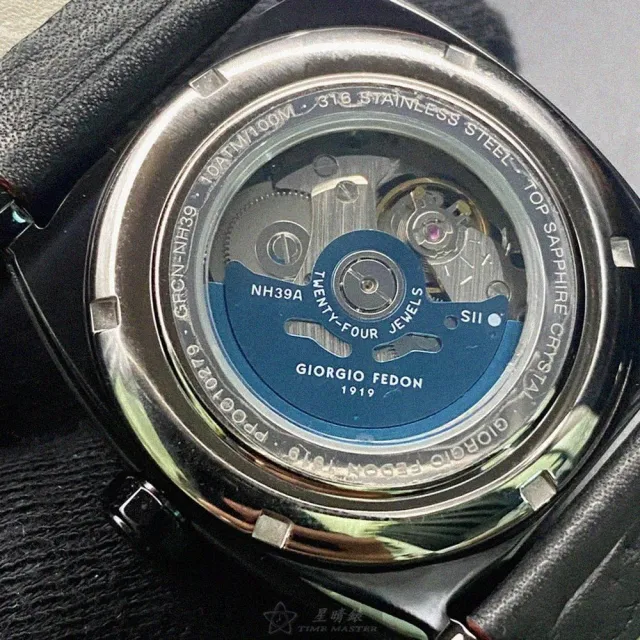 【GIORGIO FEDON 1919】GiorgioFedon1919手錶型號GF00088(黑色錶面黑錶殼深黑色真皮皮革錶帶款)