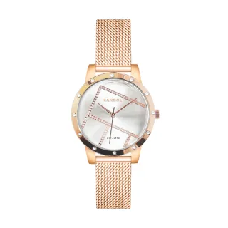 【KANGOL】英國袋鼠│金屬幾何列鑽錶 / 手錶 / 腕錶 - KG72334-06Z(珍珠白)