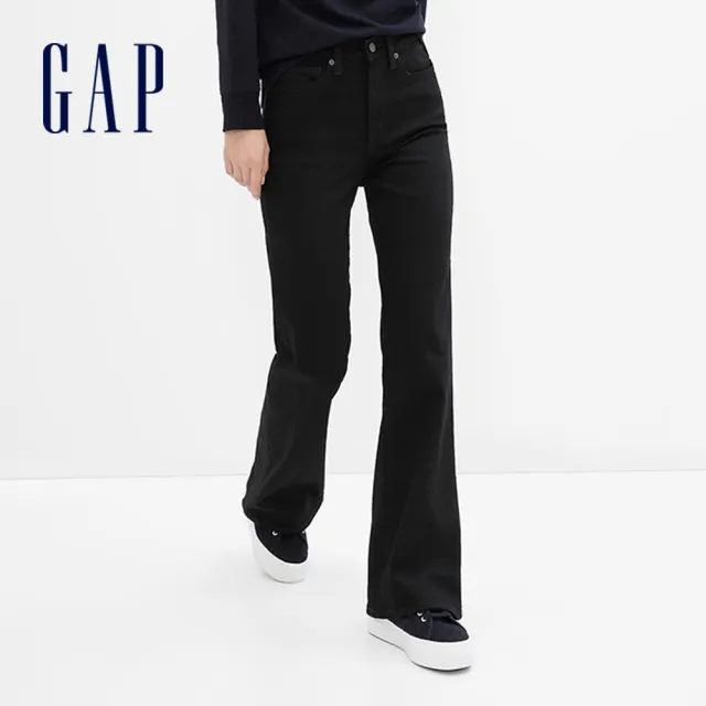 【GAP】女裝 高腰修身喇叭牛仔褲-黑色(426550)