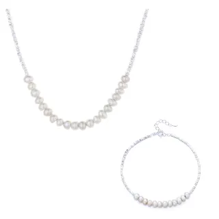 【Jpqueen】韓式氣質簡約風格女士珍珠項鍊手鍊(2款可選)