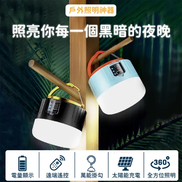 LED太陽能露營燈2入(買一送一/照明燈/帳篷燈/野營燈/停電燈/登山燈/吊掛燈)