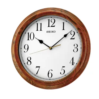 【SEIKO 精工】33cm靜音木質掛鐘時鐘 QXA528B(木質外框設計 靜音機芯)