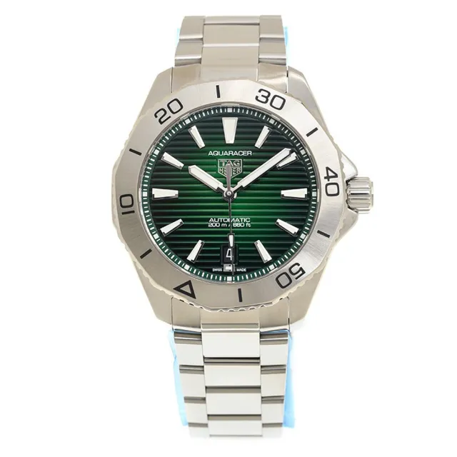【TAG HEUER 豪雅】AQUARACER 綠面機械腕錶x40mm(WBP2115.BA0627)