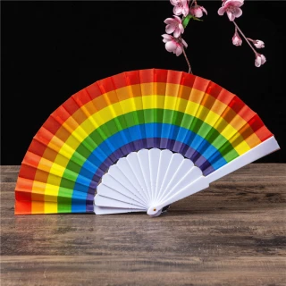 【法拉米拉】7寸工藝彩虹折扇#35-0242(平板扇舞蹈扇彩虹扇子)
