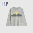【GAP】男幼童裝 純棉3D立體長袖T恤-深灰色(793889)