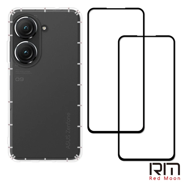 【RedMoon】ASUS ZenFone10 / ZenFone9 手機殼貼3件組 空壓殼-9H玻璃保貼2入