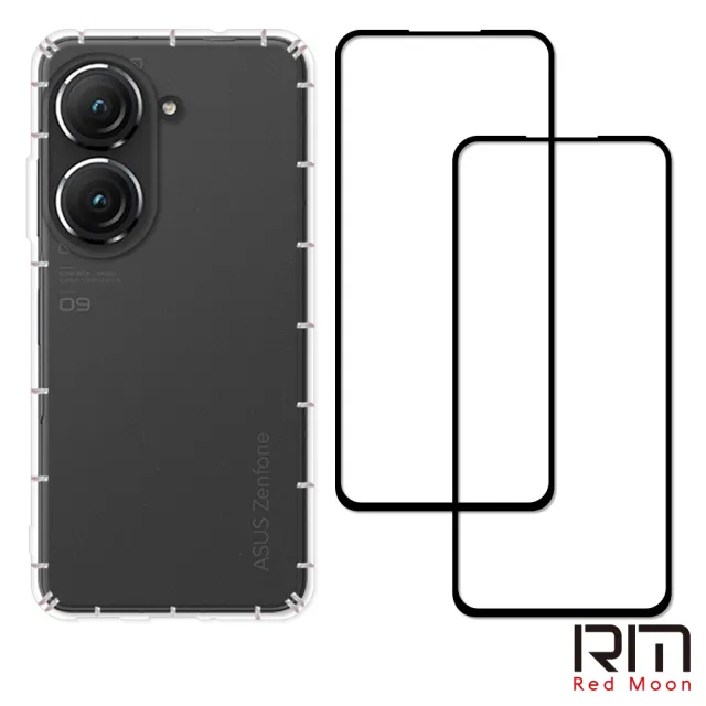 【RedMoon】ASUS ZenFone10 / ZenFone9 手機殼貼3件組 空壓殼-9H玻璃保貼2入