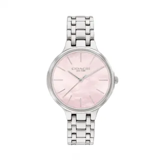 【COACH】Josie系列簡約淡粉紅不鏽鋼錶帶腕表(14504053)