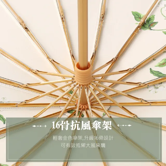 【典雅風範】復古三折16骨防曬彩膠傘(UPF50+ 遮陽傘 摺疊傘 兩用傘 手開傘 大雨傘 防風傘 雙人傘)
