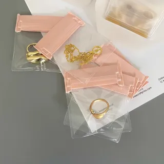 【HaNA 梨花】輕奢收納飾品不發黃不發硬．粉紅EVA安蒂芙珠寶首飾袋15入(飾品收納 珠寶收納 防潮