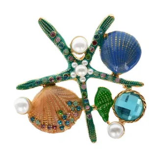 【RJ New York】海星貝殼創意立體設計胸針別針兩用款(2色可選)