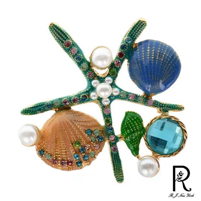 【RJ New York】海星貝殼創意立體設計胸針別針兩用款(2色可選)