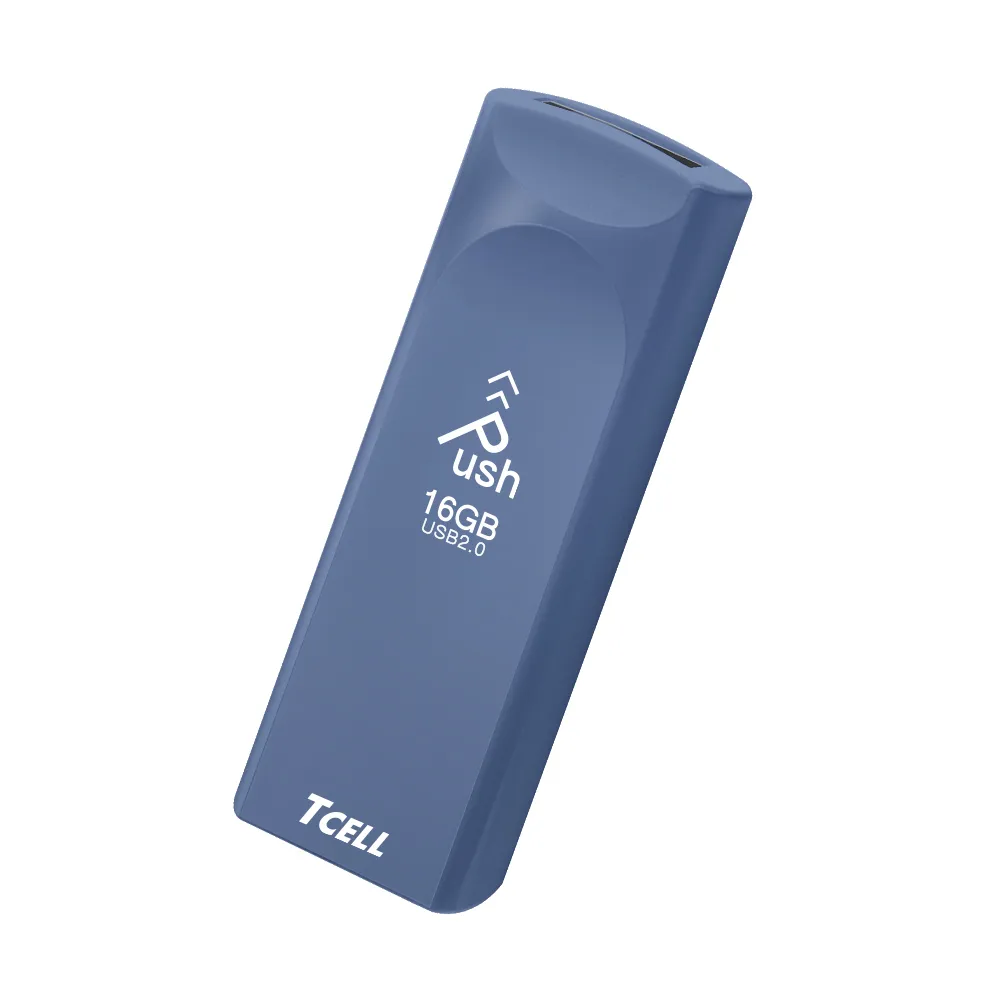 【TCELL 冠元】50入組-USB2.0 16GB Push推推隨身碟 普魯士藍