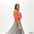 【iROO】橘色鑲蕾絲條襯衫