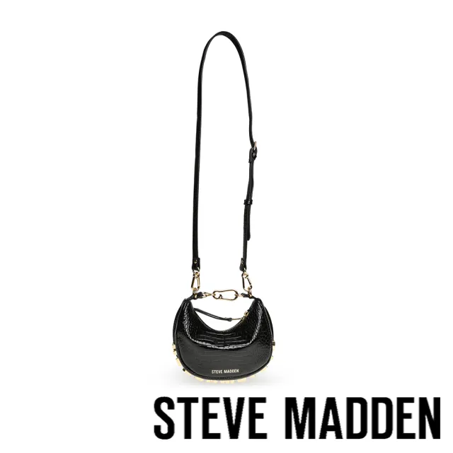 【steve madden】BRISKY-C 壓紋手提斜背月亮包(黑色)