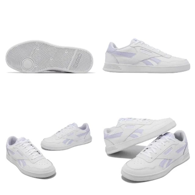 【REEBOK】休閒鞋 Court Advance 女鞋 白 淡紫 皮革 復古 小白鞋(100033810)
