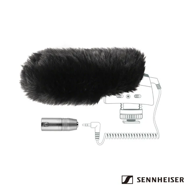 【SENNHEISER 森海塞爾】MZW 400 專用防風毛套 + XLR轉接頭 配件套組For MKE 400短槍型麥克風(正成公司貨)