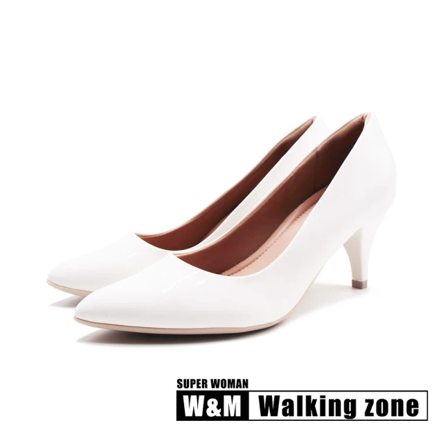 【WALKING ZONE】女 SUPER WOMAN 空姐系列 尖頭時尚經典高跟鞋 女鞋(亮白)