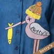 【betty’s 貝蒂思】寬版刺繡連帽牛仔長外套(藍色)