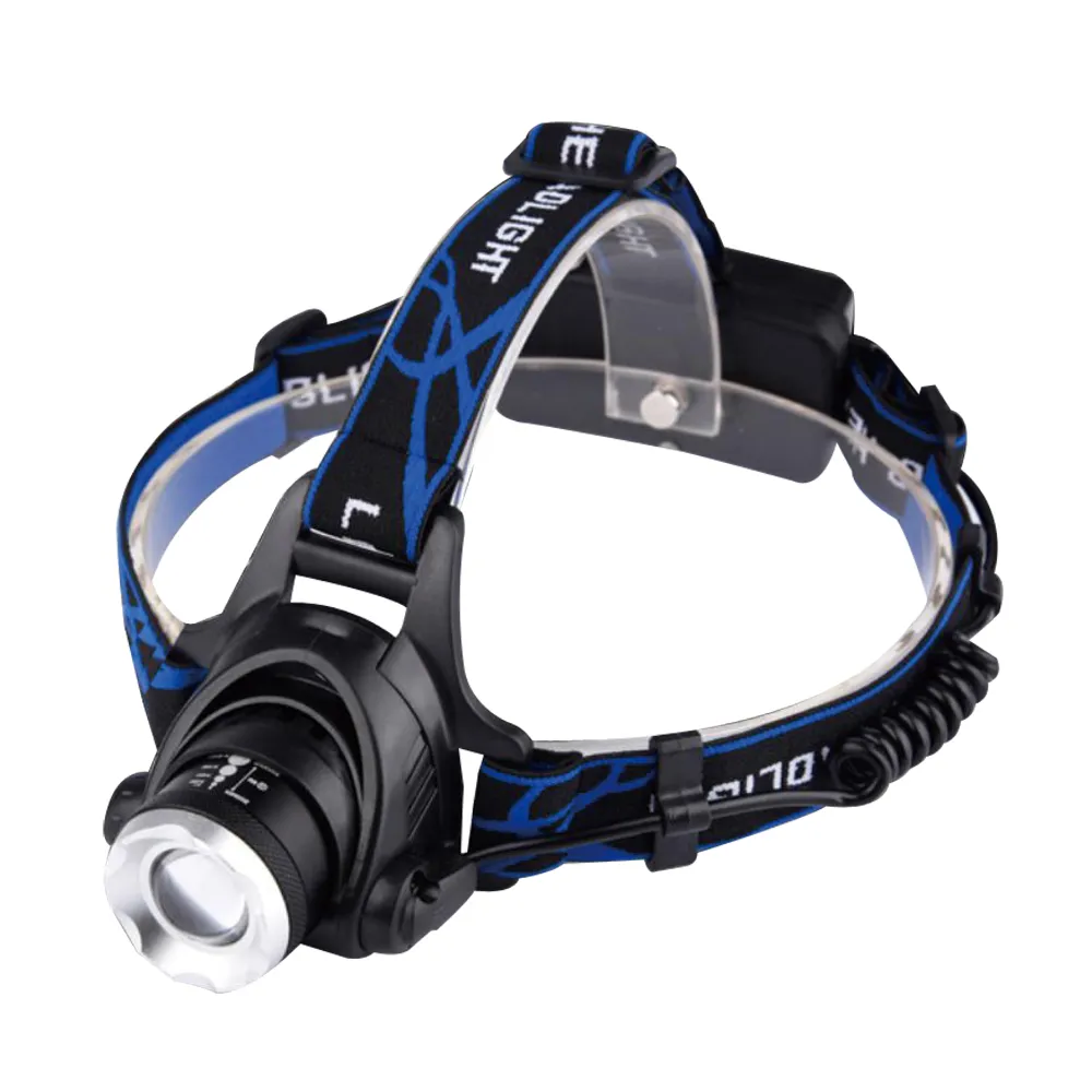 【Panrico 百利世】5W頭戴3段式強光變焦LED頭燈(附2顆18650鋰電池~ 釣魚 工地 露營 爬山 必備)