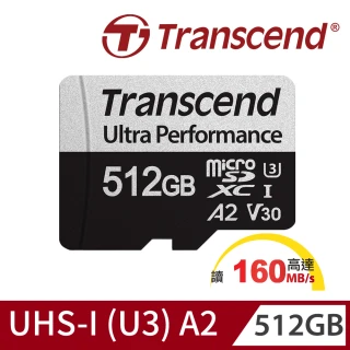 【Transcend 創見】USD340S microSDXC UHS-I U3 V30/A2 512GB 記憶卡-專(TS512GUSD340S附轉卡)