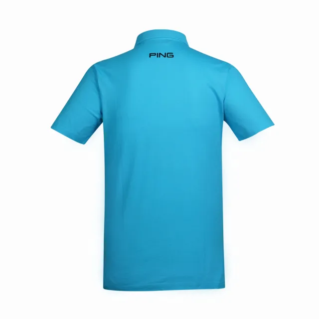 【PING】男款條紋棉紡吸濕排汗短袖POLO衫-藍(GOLF/高爾夫球衫/PA17105-55)