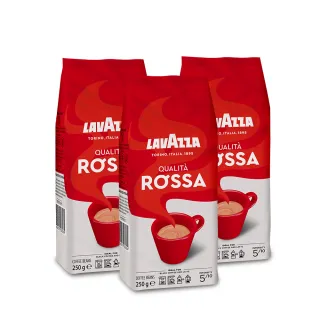 即期品【LAVAZZA】紅牌ROSSA中烘焙咖啡豆x3包組(250g/包)