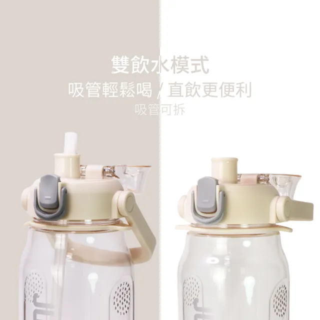 【KINYO】大容量運動吸管水壺1.6L 彈蓋式 吸管式 直飲式 耐摔 背帶(KIM-2215)