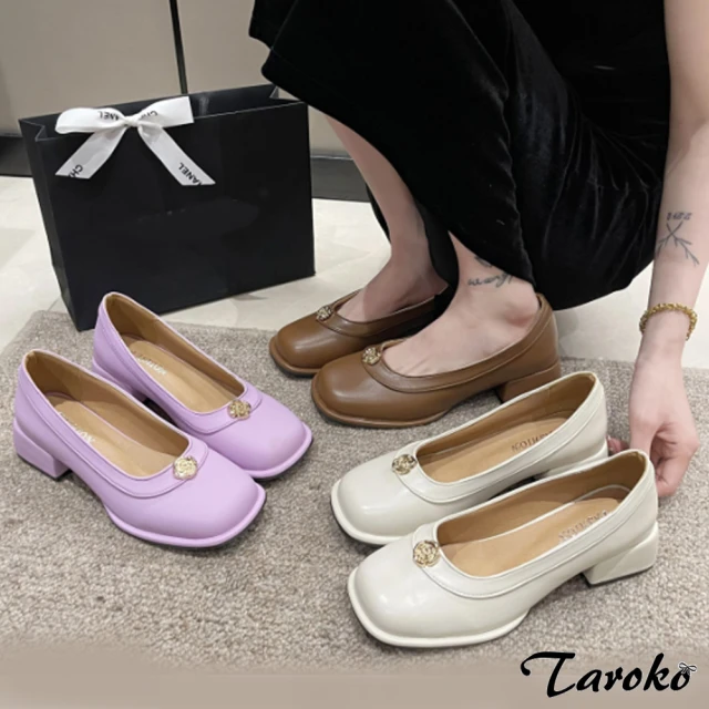 Sp house 法式時裝浪漫方頭瑪麗珍低粗跟鞋(2色可選)