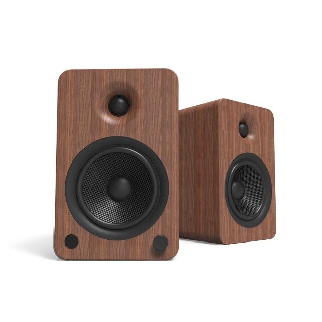 【Kanto】YU6 藍牙立體聲書架喇叭(深色胡桃木紋款)