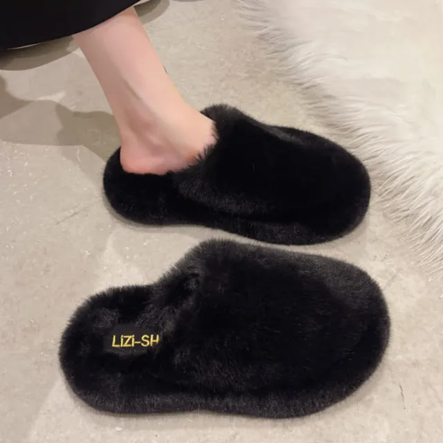 【baibeauty 白鳥麗子】舒適素面毛毛厚底穆勒拖鞋(居家外出兩穿)
