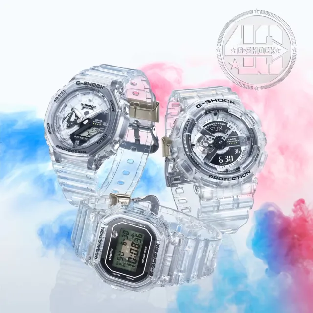 【CASIO 卡西歐】G-SHOCK 40週年限定 獨特透視錶面 半透明 經典雙顯 GA-114RX-7A_51.2mm