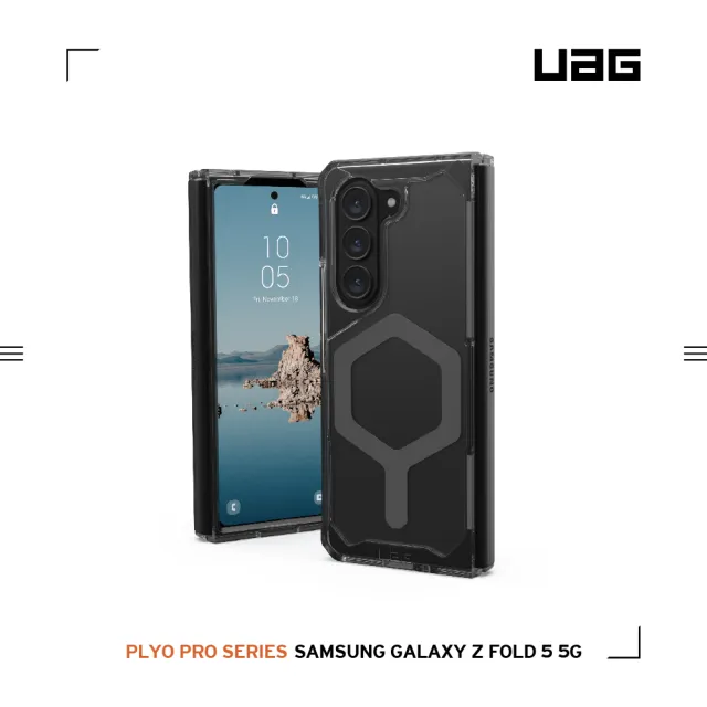 【UAG】Galaxy Z Fold 5 磁吸式耐衝擊保護殼-全透明（太空灰圈）(Magsafe)